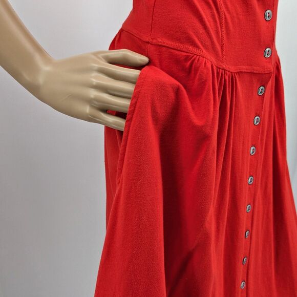 Vintage 1990s Liz Claiborne Shirt Dress Red Pockets Drop Waist Size Petite XS - Picture 6 of 9
